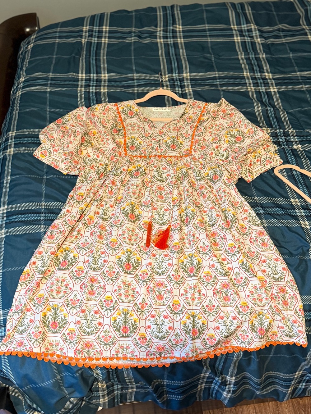 NWOT Women’s Floral Print Orange Trim Dress
